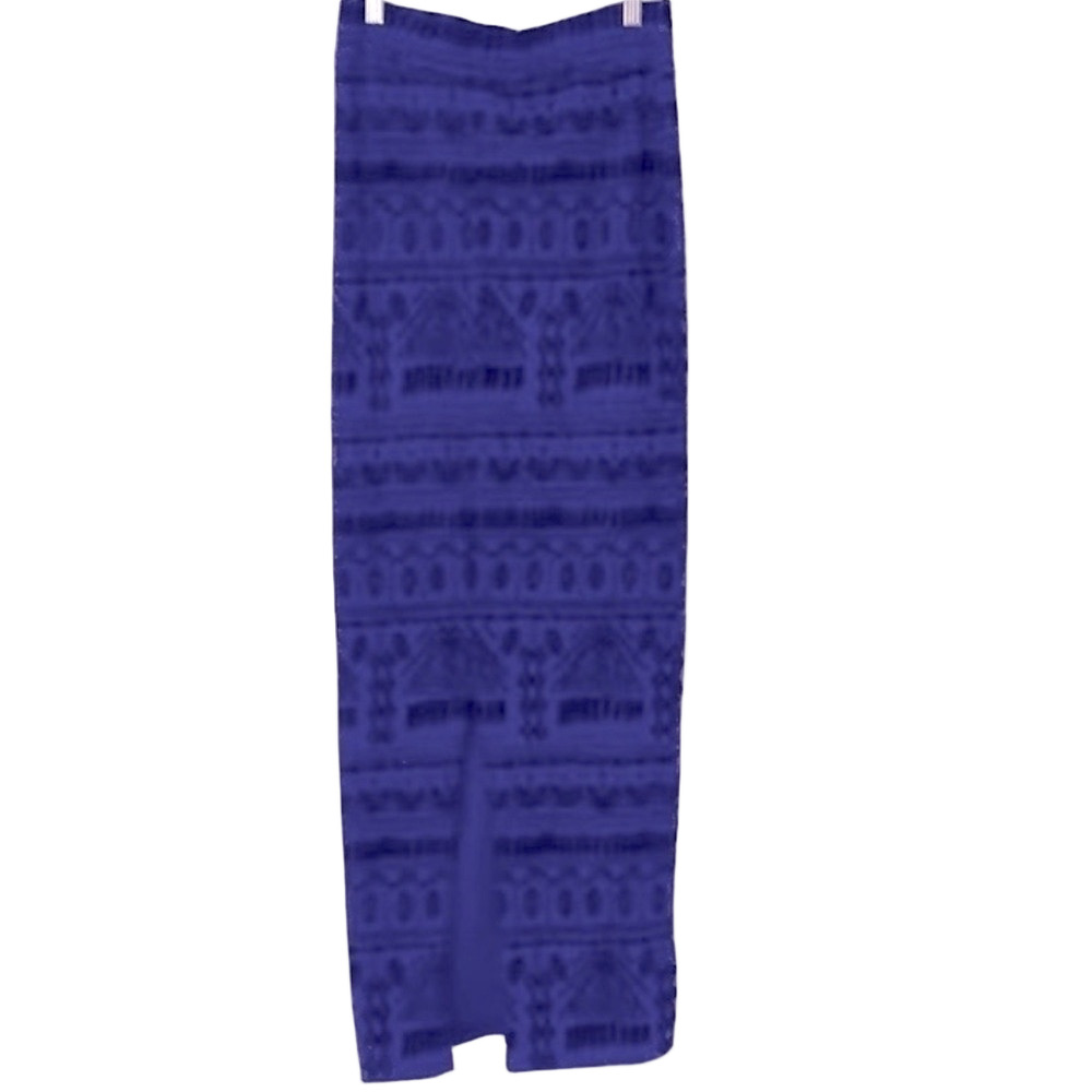 Vintage Y2K Tillys Maxi Skirt Festival Cotton Long Skirt Royal Blue & Black